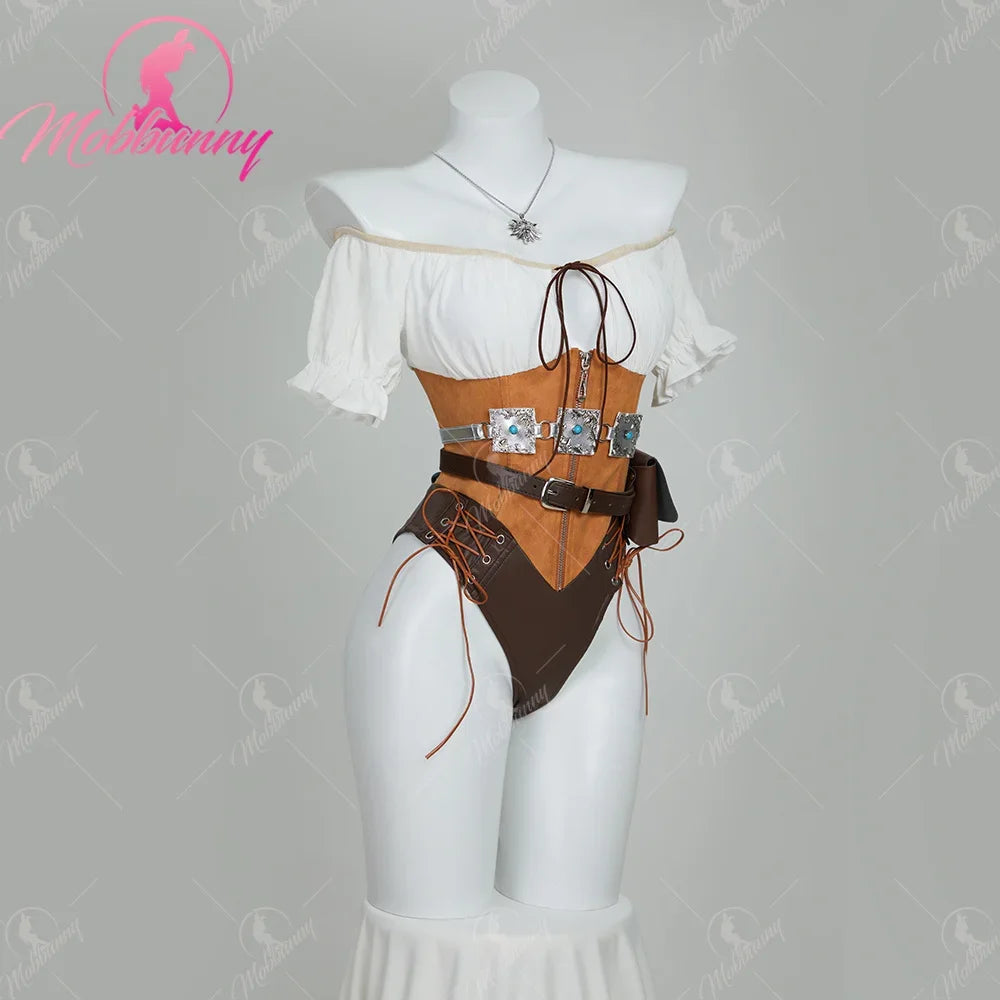 Women’s Ciri Cosplay Costume Set with Bodysuit, Belt & Accessories