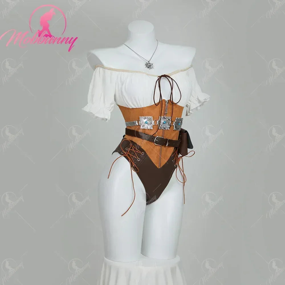 Women’s Ciri Cosplay Costume Set with Bodysuit, Belt & Accessories As picture / S / United States