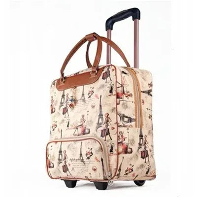 Travel Rolling Luggage Retro girl Suitcase Bag F