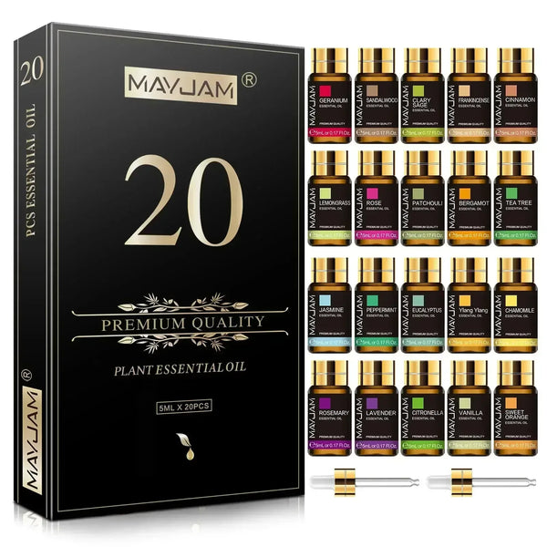 20 Bottles Essential Oils Gift Set – 100% Pure Aromatherapy Oils (Lavender, Jasmine, Vanilla, Eucalyptus, and More) 20pcs Essential Oils / 5ml x 20pcs / United States