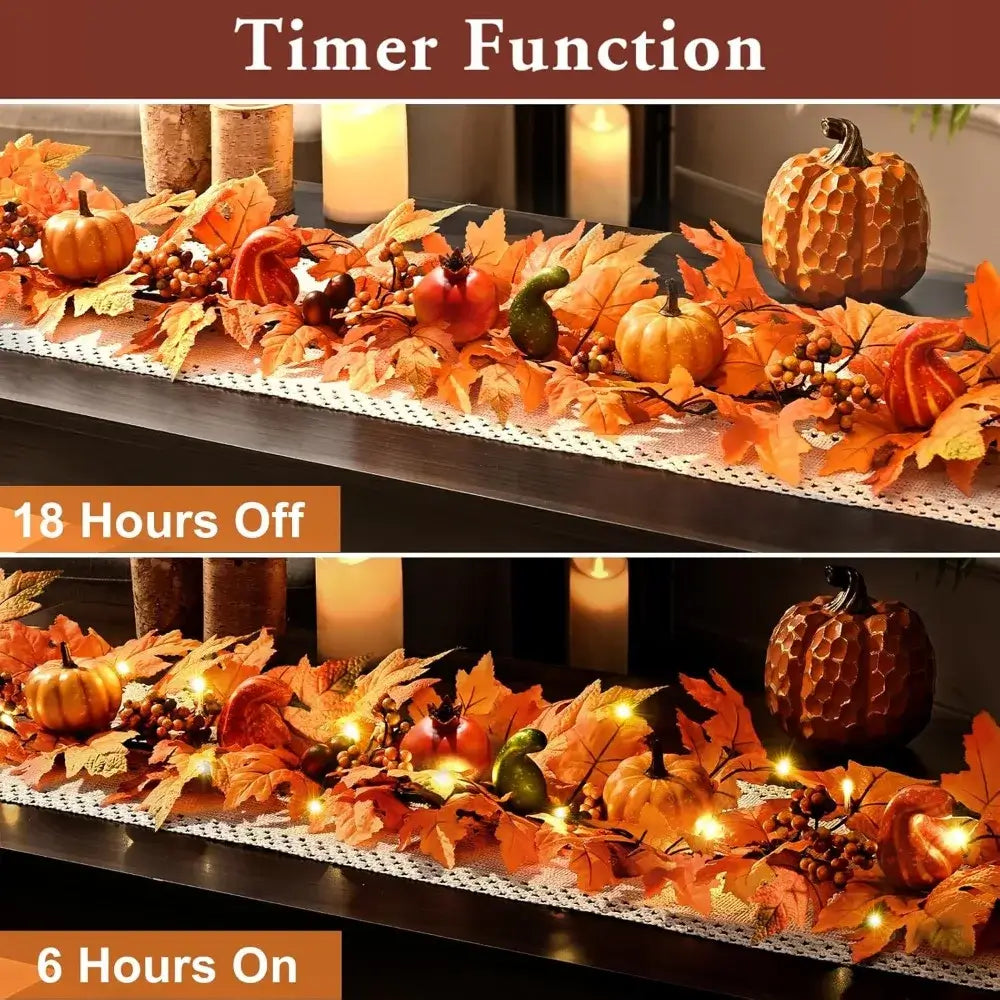 6FT Lighted Fall Garland with Pumpkins & Pomegranates