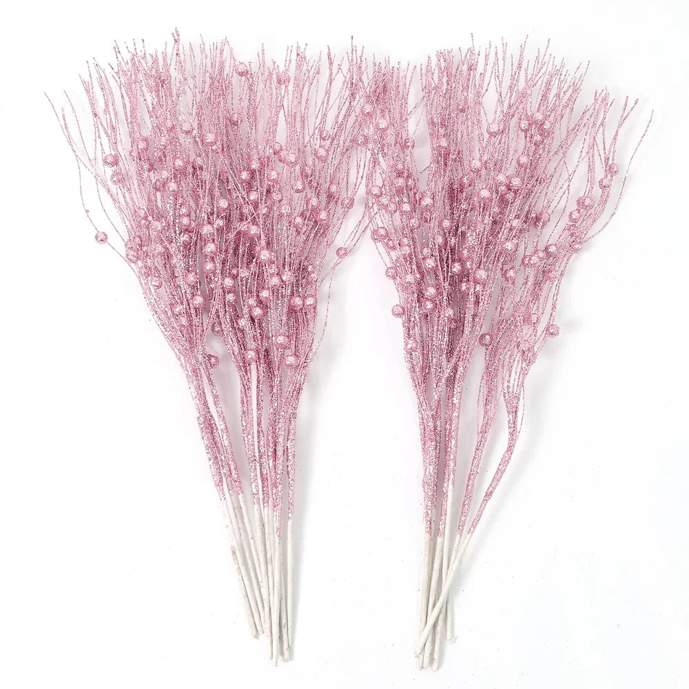 Glitter Foam Berry Christmas Bouquet – 5Pcs Festive Holiday Floral Decor