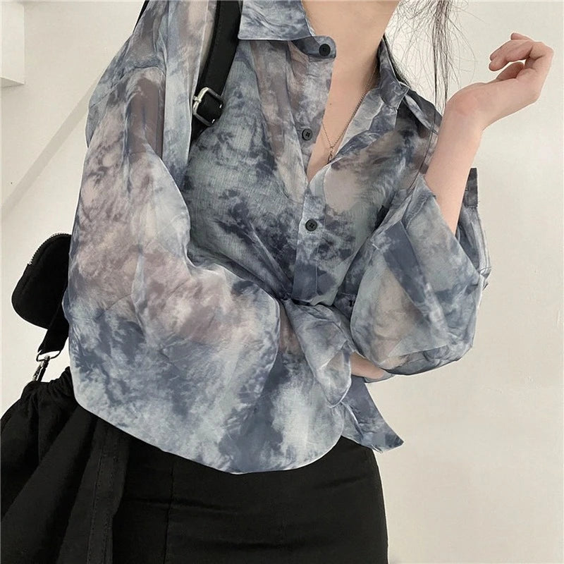 Shirts Women Fashion Tie Dye Harajuku Gothic Top