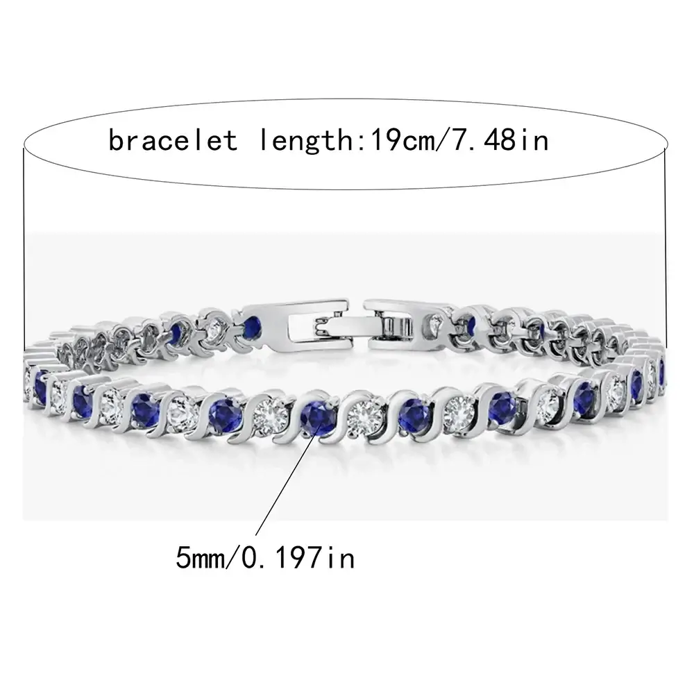 Shopminx Sterling Silver Sapphire Tennis Bracelet for Women Silver / United States