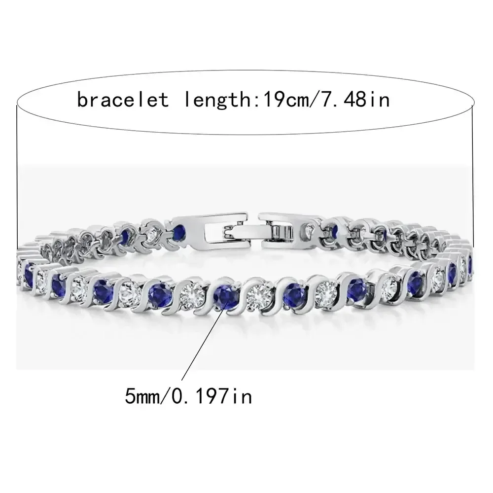 Elegant 925 Sterling Silver Sapphire Tennis Bracelet Silver / United States