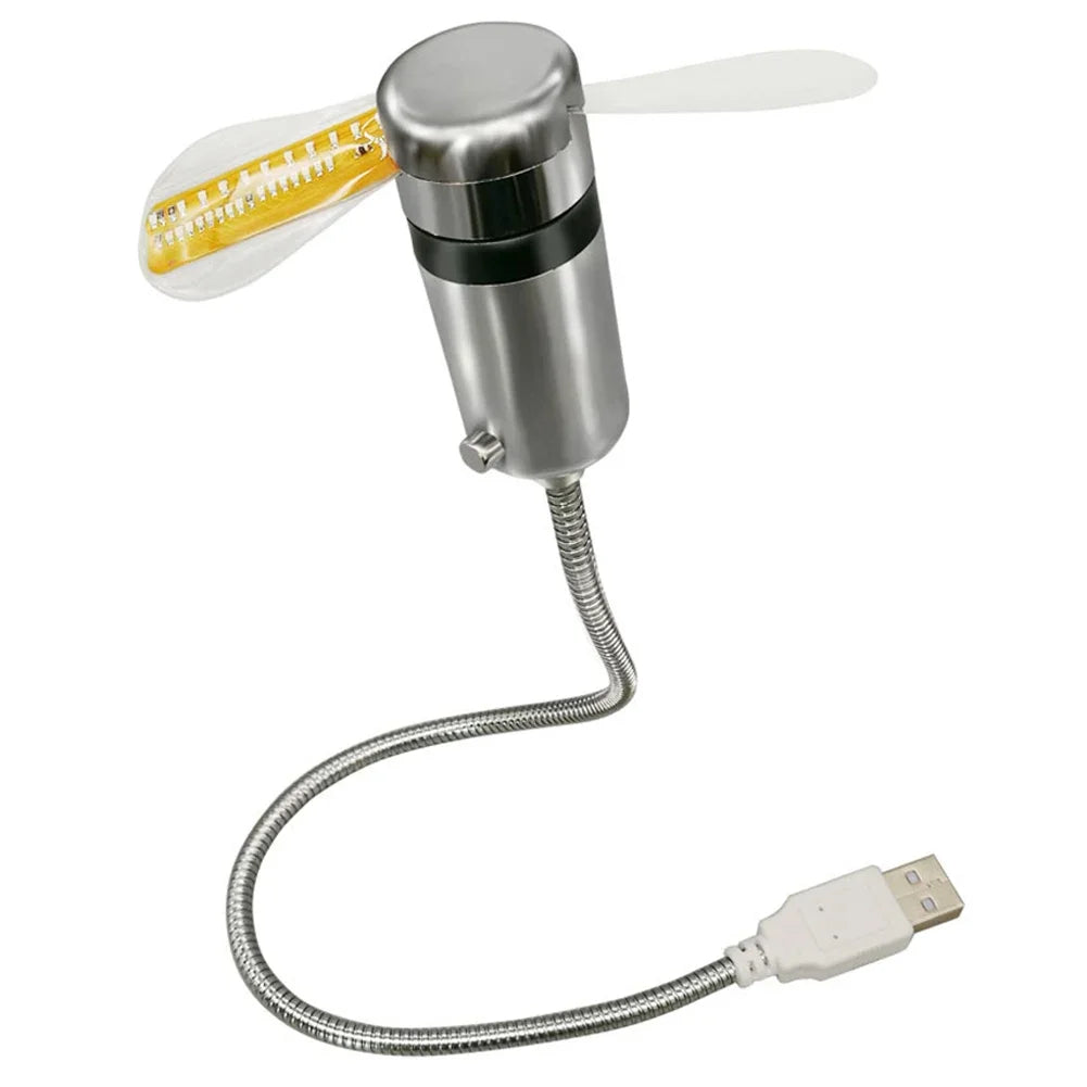 Mini LED Clock Fan with Temperature Display
