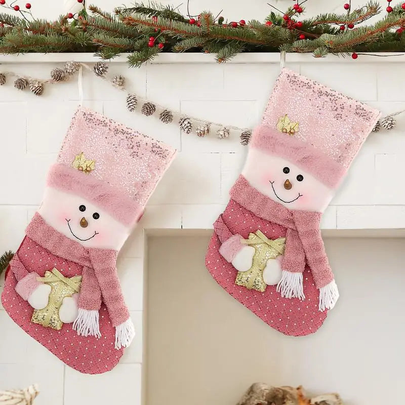 Pink Sequin Christmas Stockings