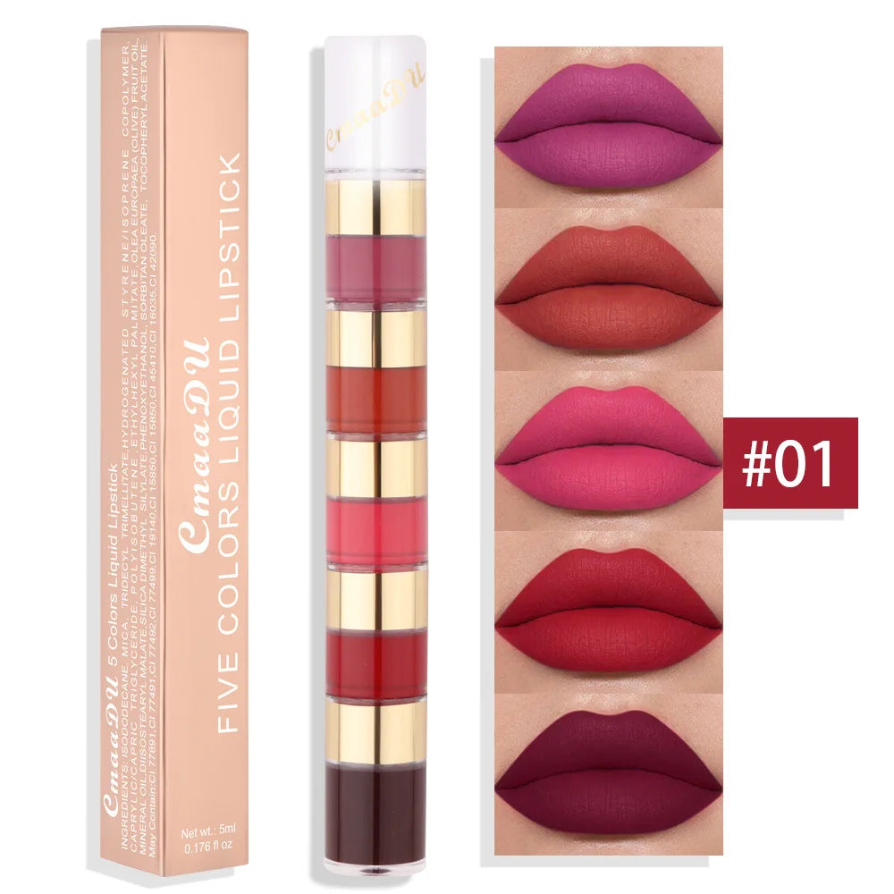 5 In 1 Matte Lipstick Kit Combo Strip