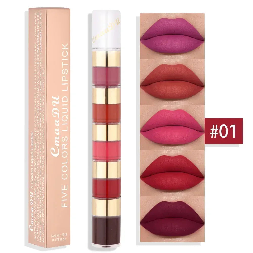 5 In 1 Matte Lipstick Kit Combo Strip 01
