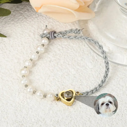 Handmade Pearl Projection Bracelet Custom Photo Luxury Pink 1 / adjustable / steel bead|United States