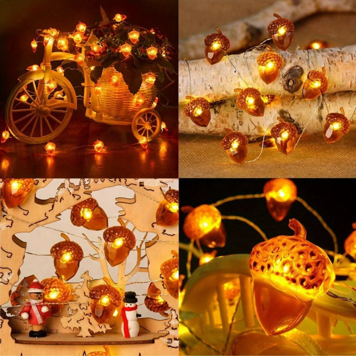 Acorn String Lights Thanksgiving Decorations Fairy Lights 30 LEDs 9.8ft Battery 1PC 2M20LED / United States