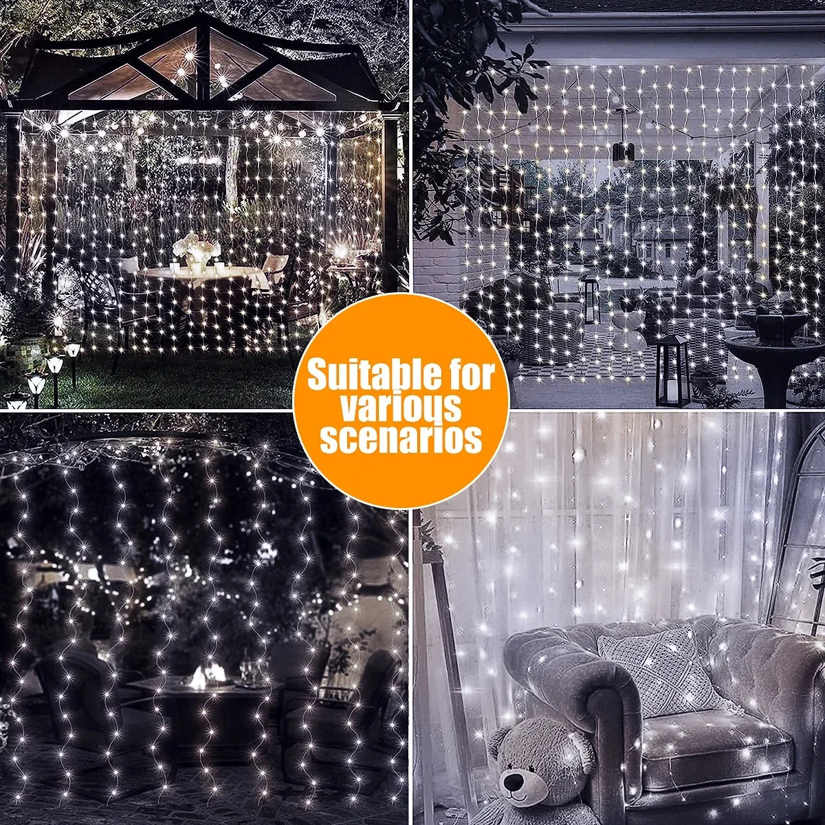 Solar Curtain Fairy Lights – 8-Mode Outdoor LED String