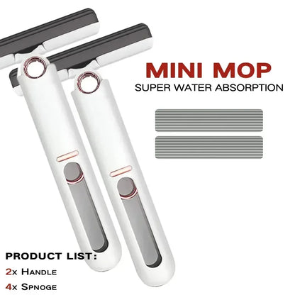 Folding Mini Mop with Self-squeezing 2 Handle 4 Head