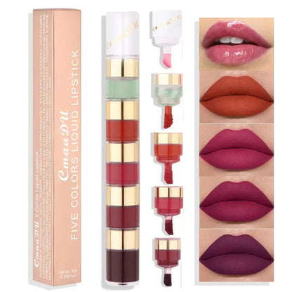 5 In 1 Matte Lipstick Kit Combo Strip 01