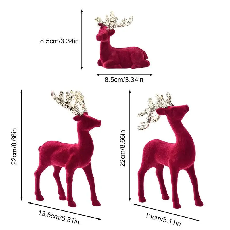 3PCS Reindeer Christmas Figurines – Festive Elk Decorations