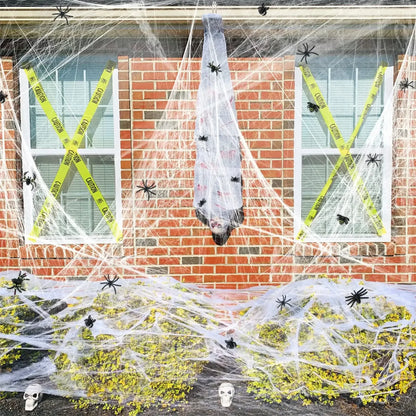 Halloween Spider Web Decoration with 60 Fake Spiders WHITE / L / United States