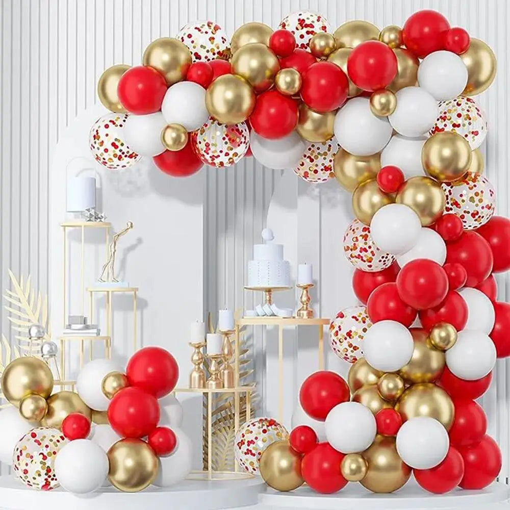 Wedding Balloon Garland Arch Kit White Gold Confetti Latex Balloons