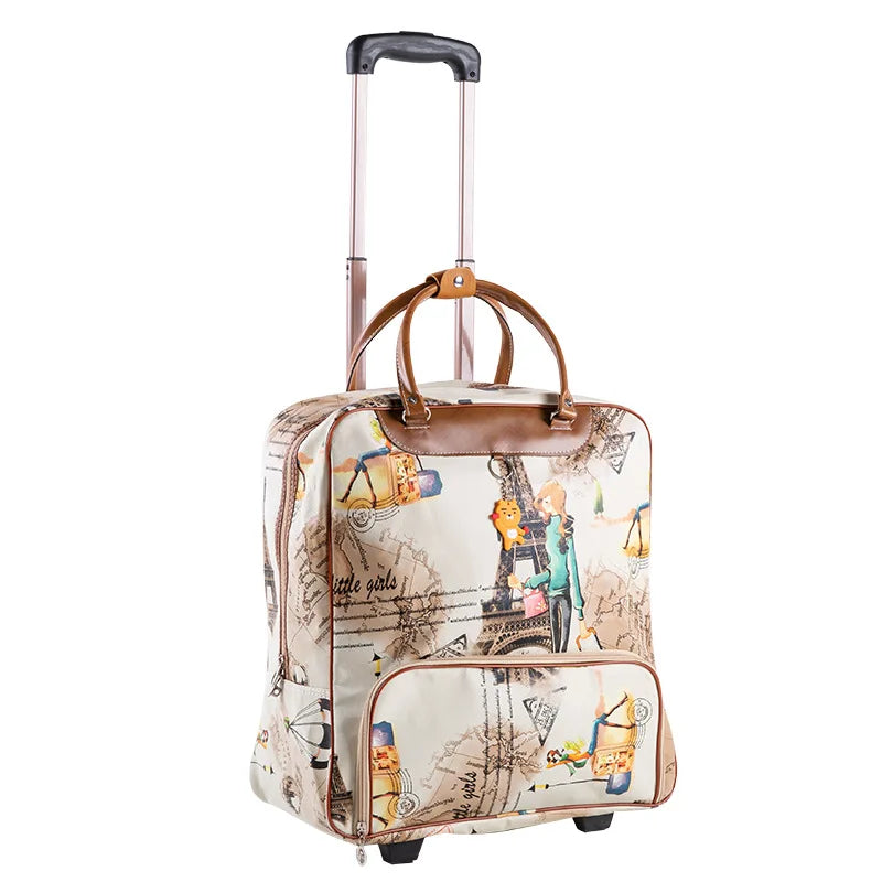 Travel Rolling Luggage Retro girl Suitcase Bag