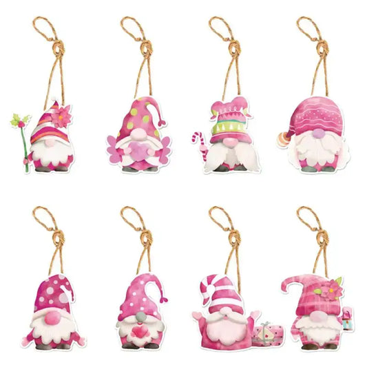 Pink Christmas Tree Ornaments – 8 Vintage Holiday Pendants B / United States