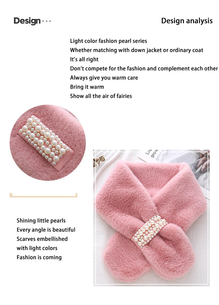 Winter Pearl Plush Scarf For Women