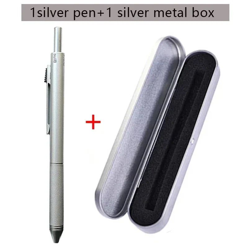 Metal Multicolor Pen 4 In 1 Gravity Sensor Ballpoint Pen Silver pen with box