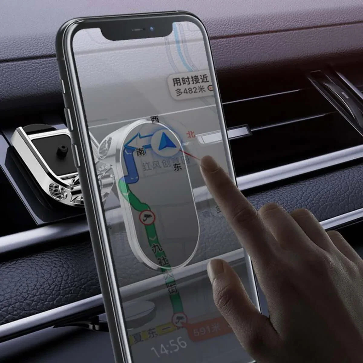 Magnetic Car Phone Mount – 360° Rotating Smartphone Holder black