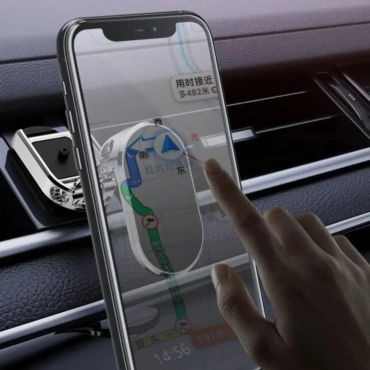Magnetic Car Phone Mount – 360° Rotating Smartphone Holder black