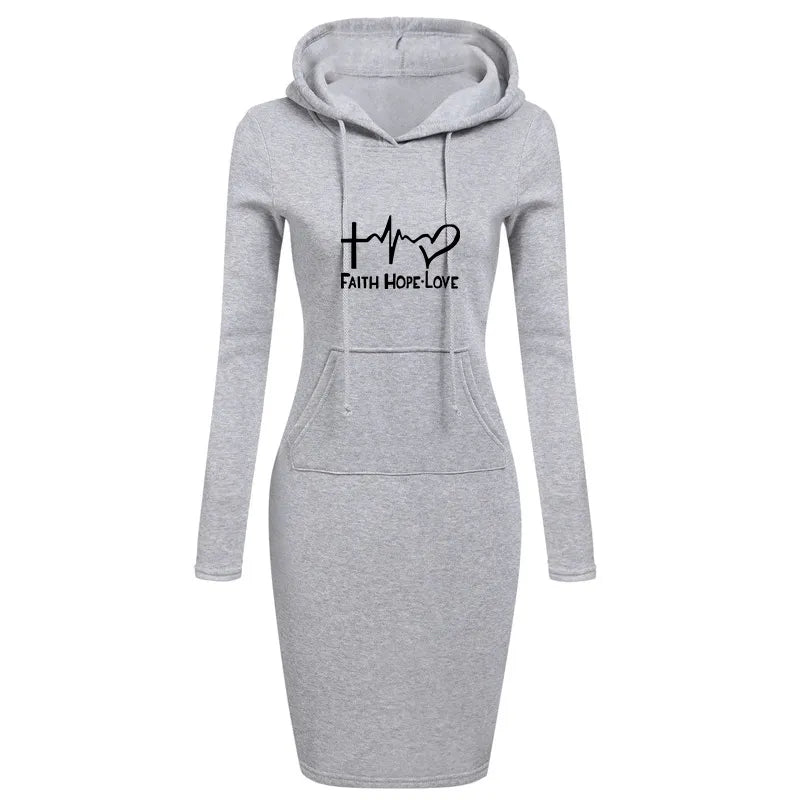 Spring Autumn Sweatshirt Long-Sleeved Dress