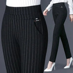 Elastic Waist Casual Straight Pants Black / M