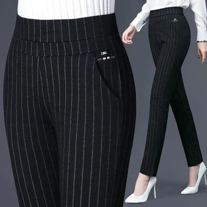 Elastic Waist Casual Straight Pants Black / M
