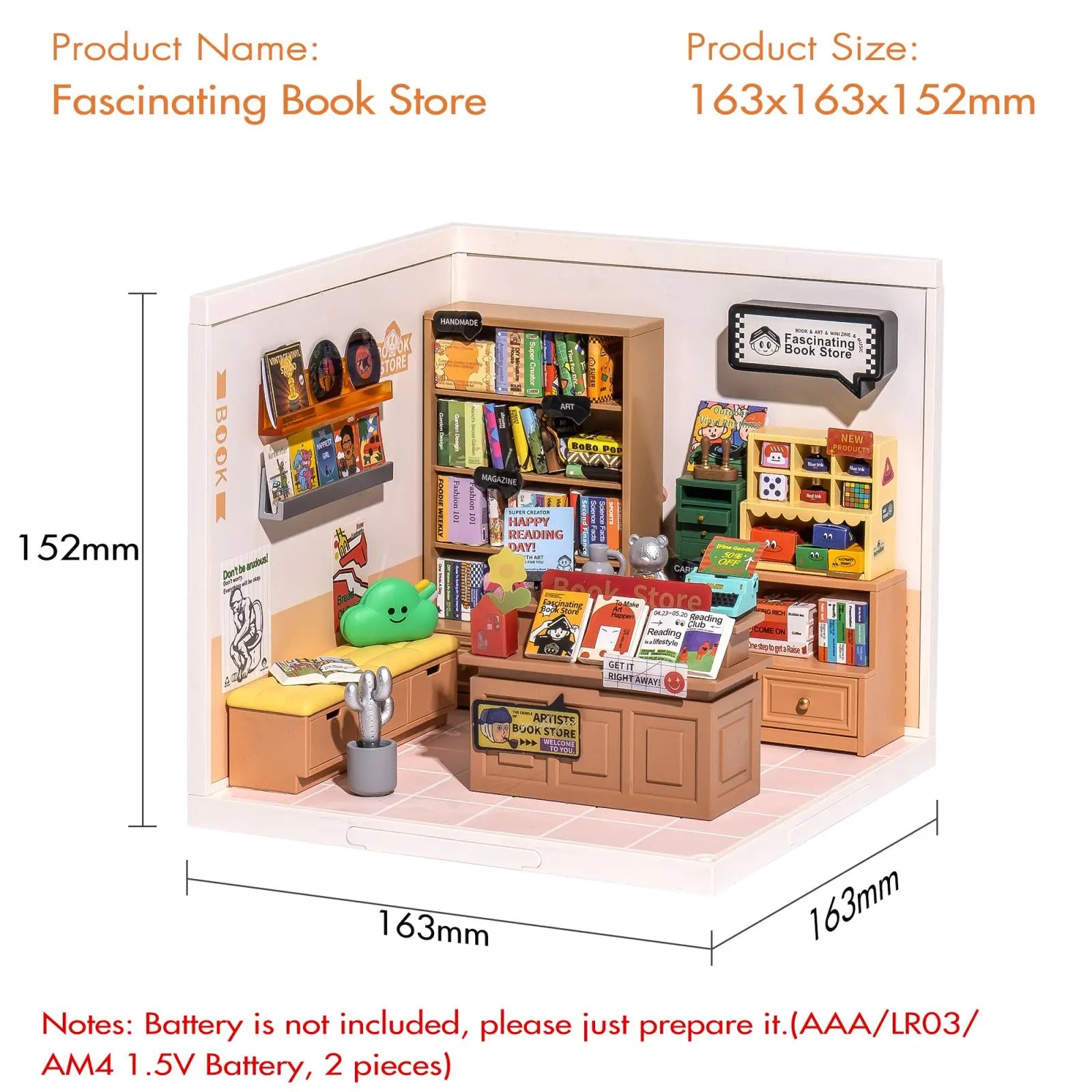Robotime Rolife Super Creator Miniature Building Kit – Bookstore, Bakery & Bubble Tea Shop