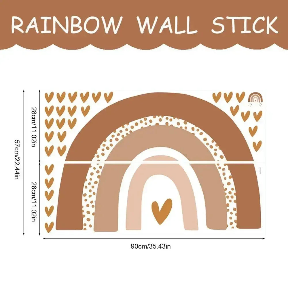 Love Heart Rainbow Wall Stickers – Boho PVC Decals for Kids Room 02 / United States