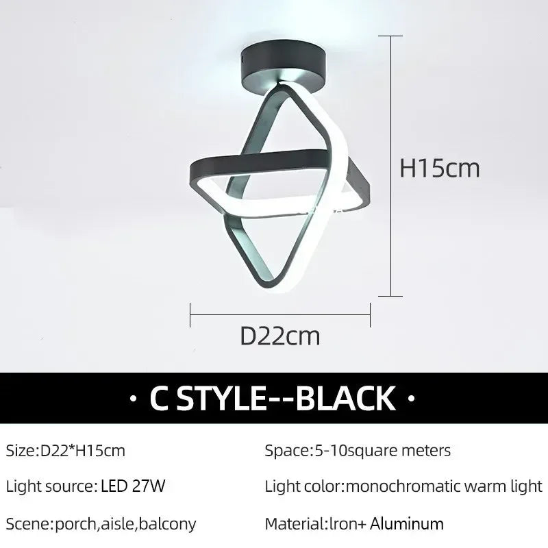 Modern LED Aisle Ceiling Lights B-Black / Cool white