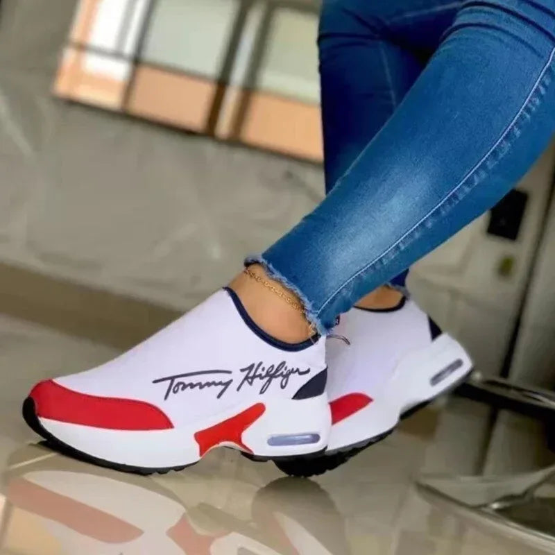 Casual Breathable Wedges Ladies Walking Sneakers Flat Women Shoes Red / 6
