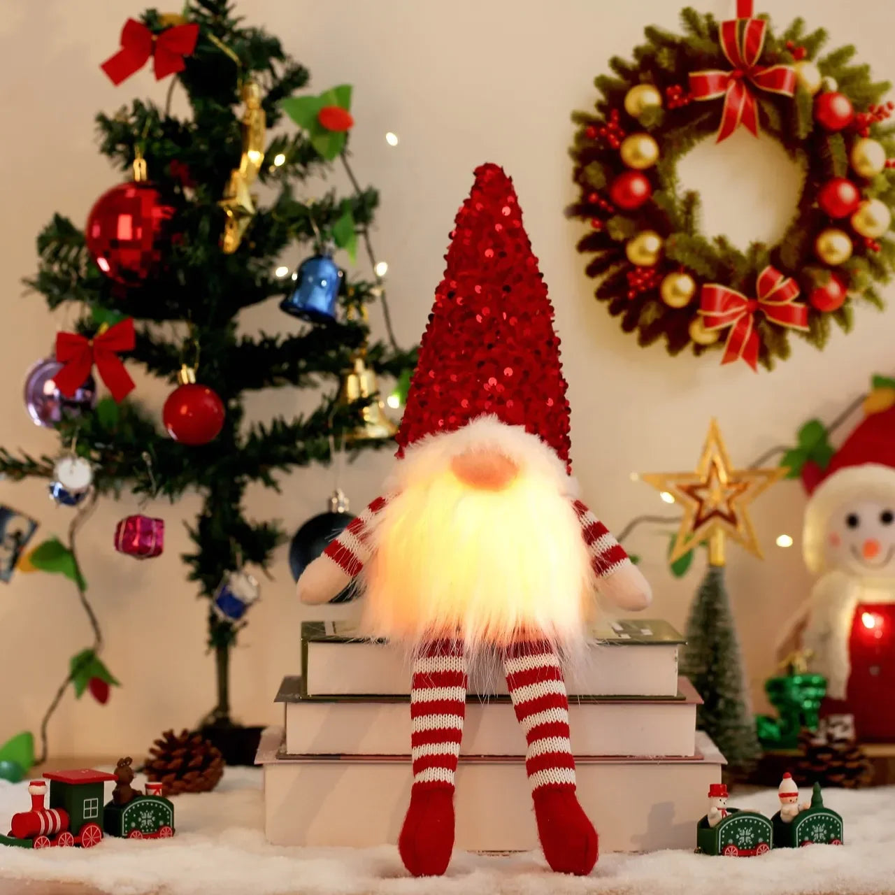 Christmas Elf Knitted Gnome with LED Light