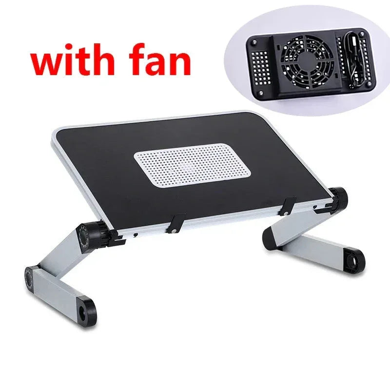 Adjustable Folding Laptop Desk White(with fan)-L