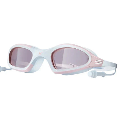 HD Anti fog swimming goggles Pink with earplug