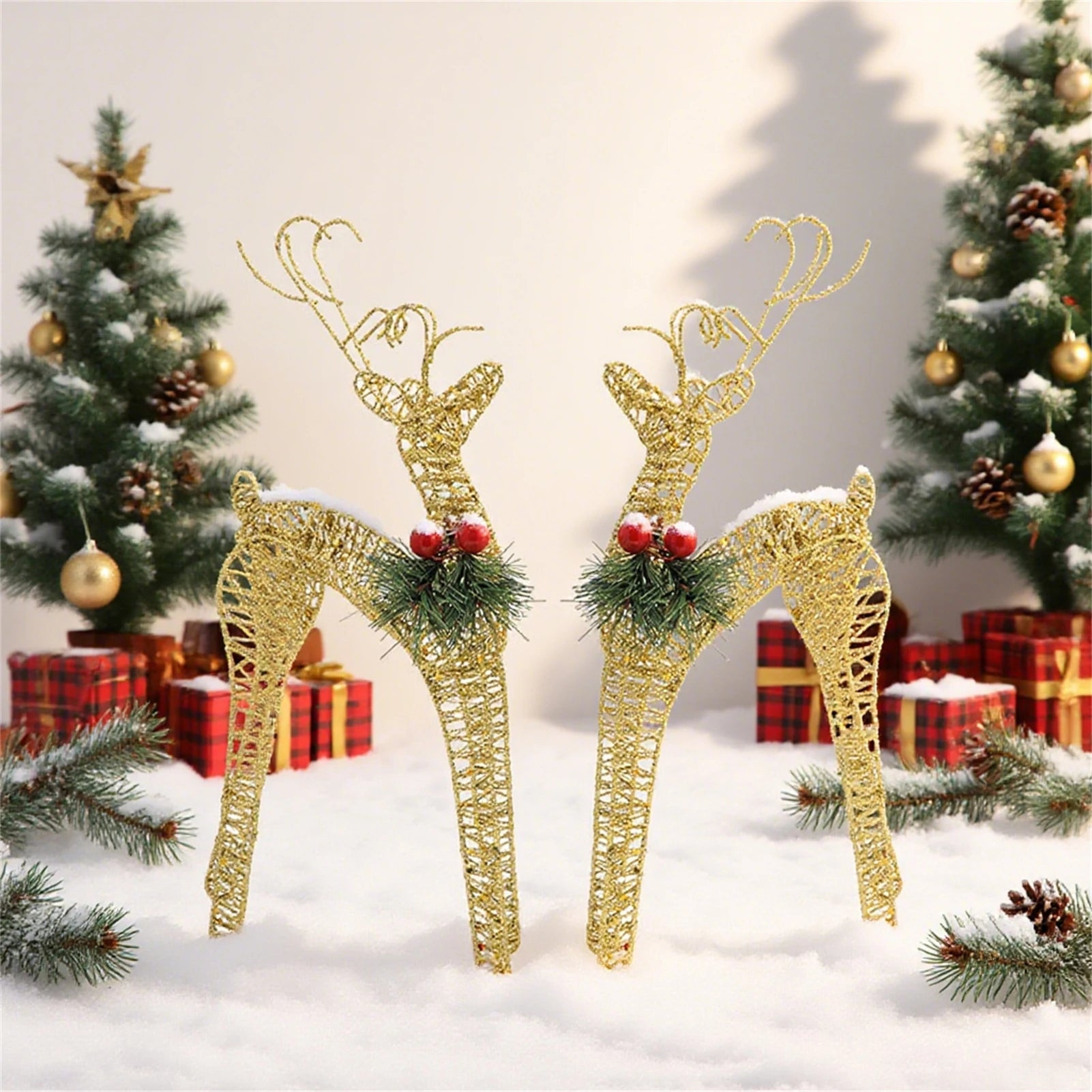 Christmas Gift Iron Art Deer Ornament Set