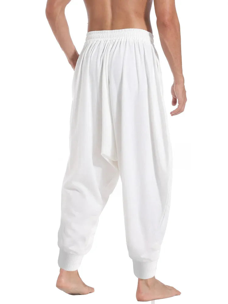 Men Casual Baggy Drawstring Genie Boho Yoga Aladdin Harem Pants