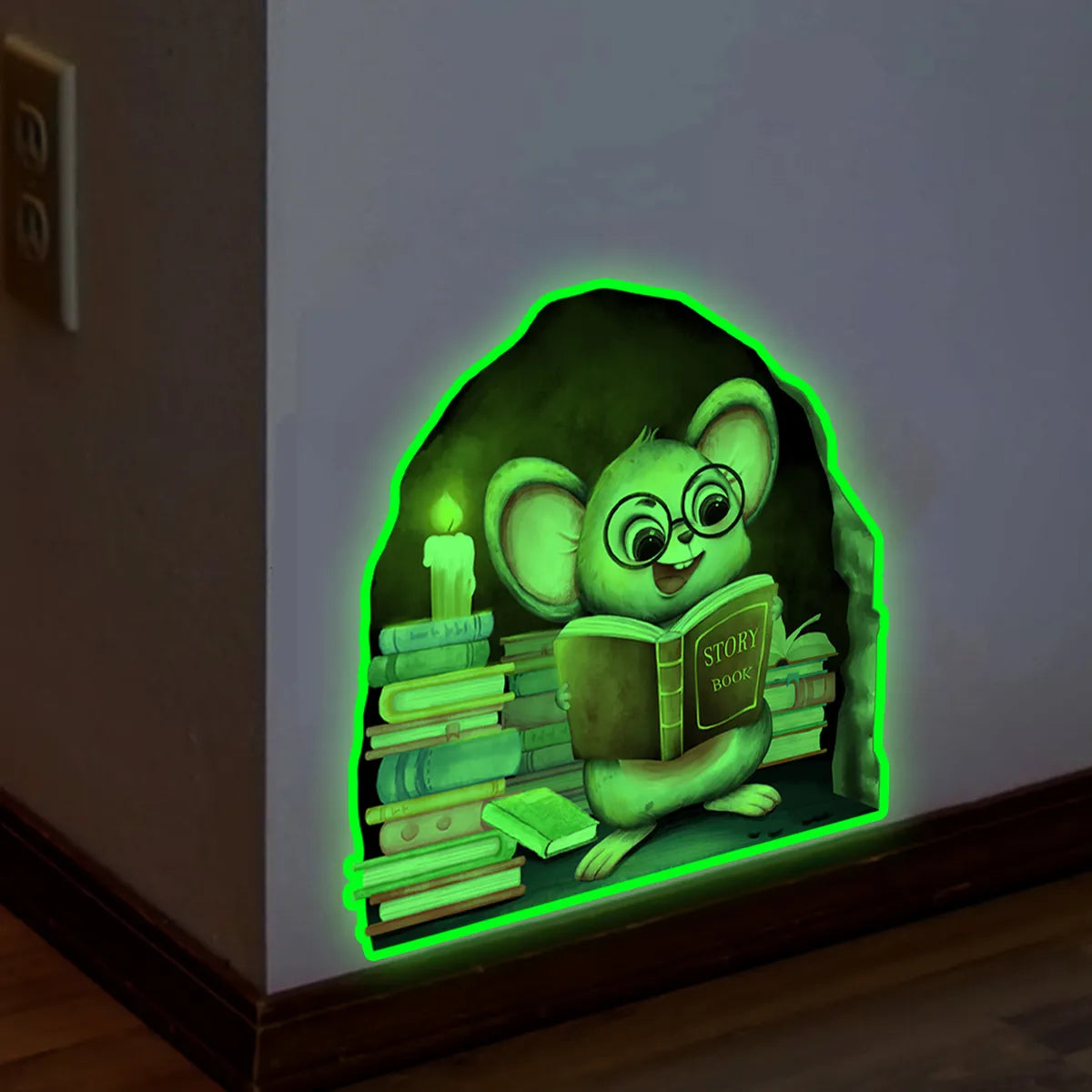 Cartoon Mouse Hole Luminous Wall Stickers