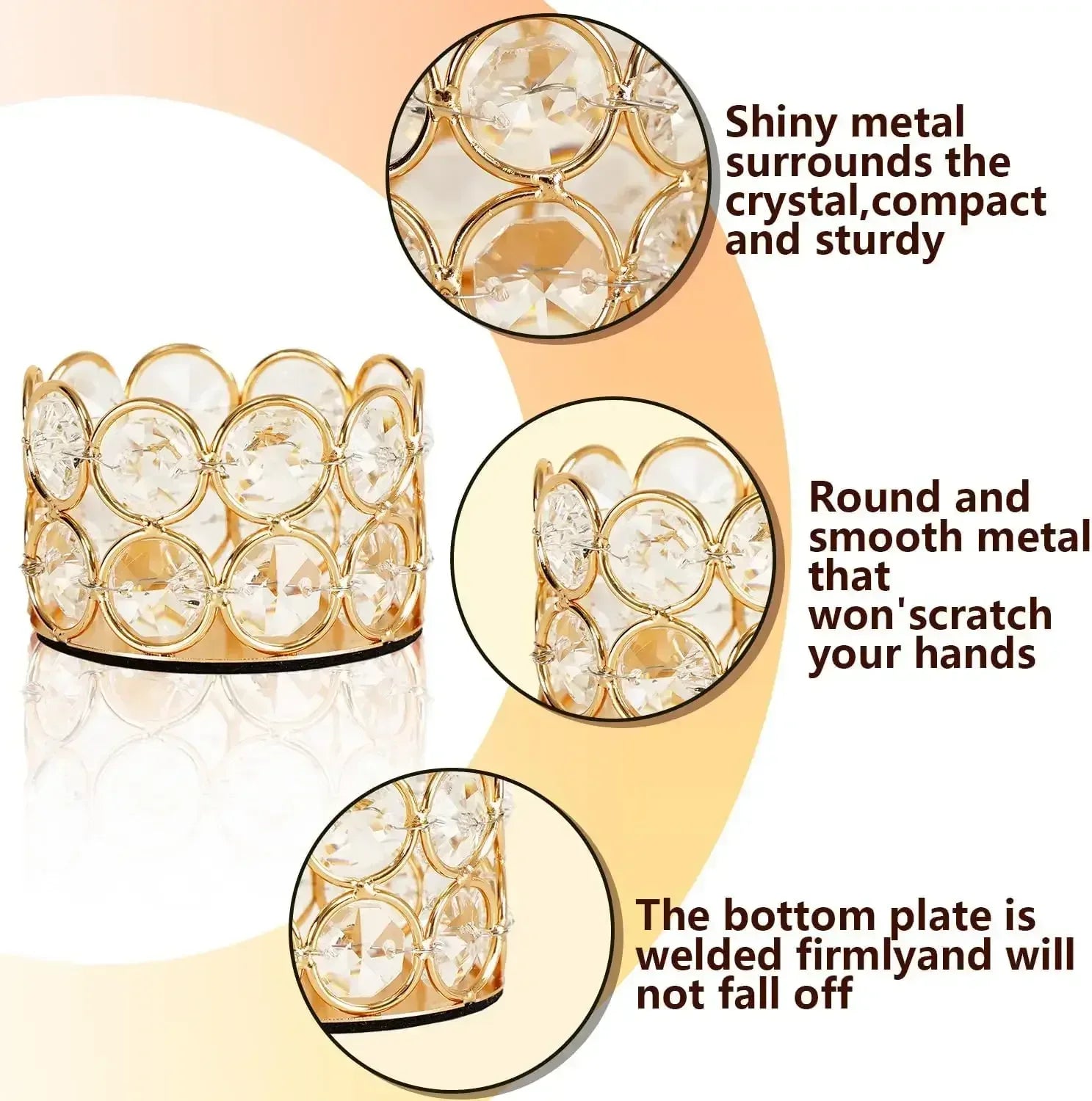 Gold Crystal Tea Light Candle Holders (48PCS) United States / Golden / 48pcs