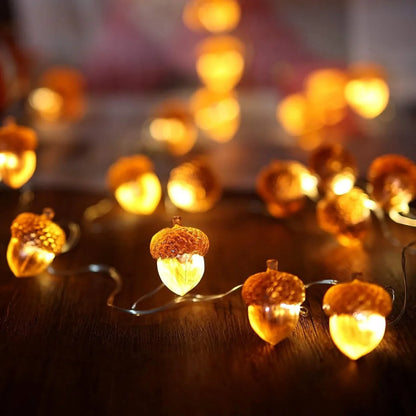 Acorn String Lights Thanksgiving Decorations Fairy Lights 30 LEDs 9.8ft Battery 1PC 2M20LED / United States