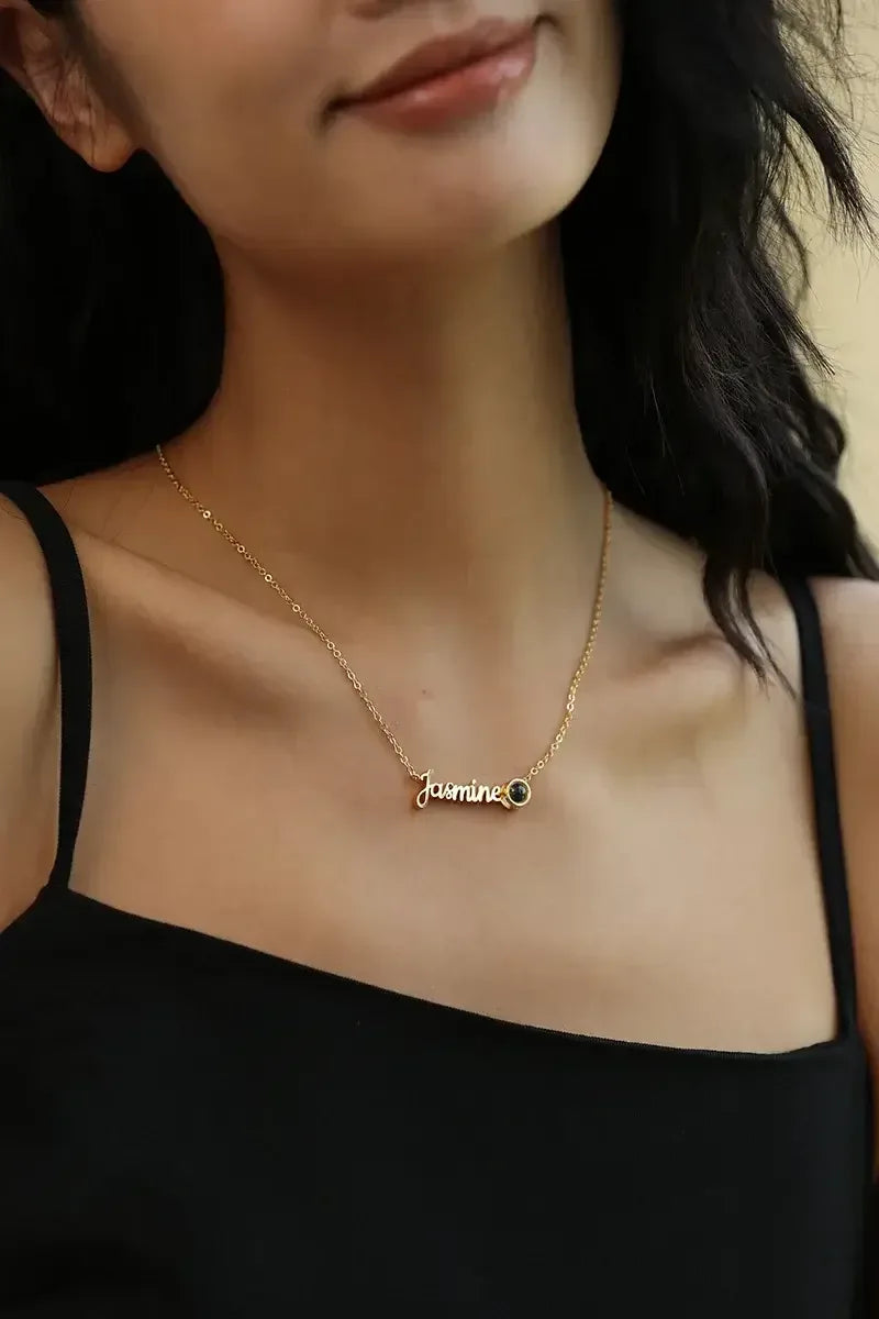 Custom name necklace with photo projection pendant