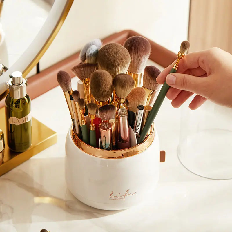 360° Rotating Makeup Brushes Holder