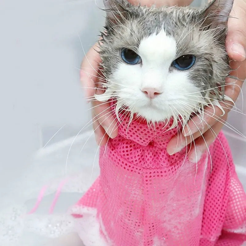 Mesh Cat Groom Bath Bag