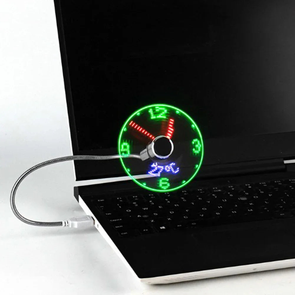 Mini LED Clock Fan with Temperature Display