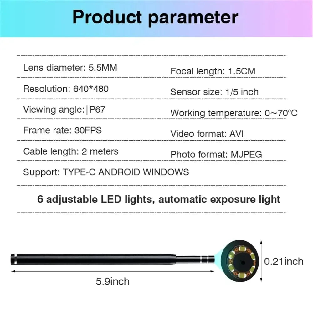 3-in-1 LED Ear Cleaning Endoscope 1 / 2m