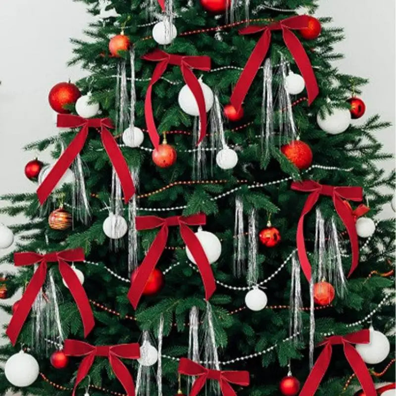 12pcs Velvet Christmas Bows for Wreath & Tree Decor Red / 12pcs / United States