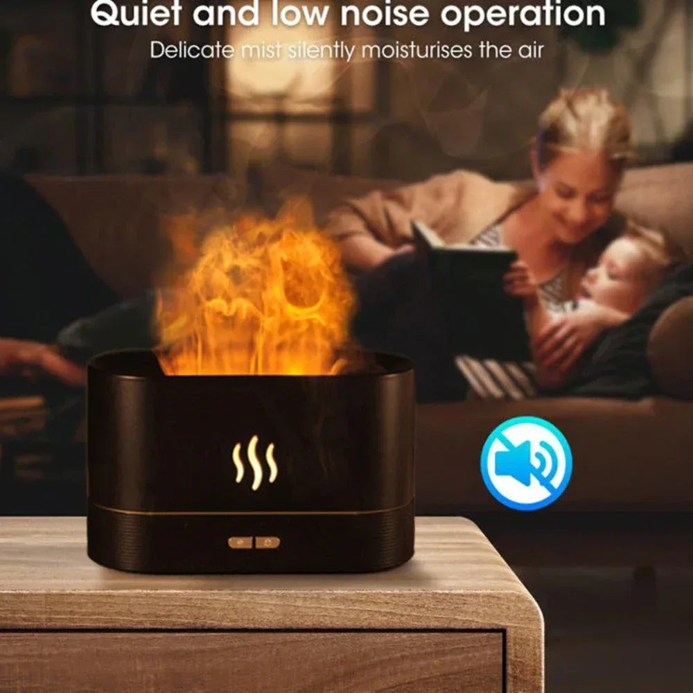 Essential Oil Diffuser With Flaming Effect And Timer White
