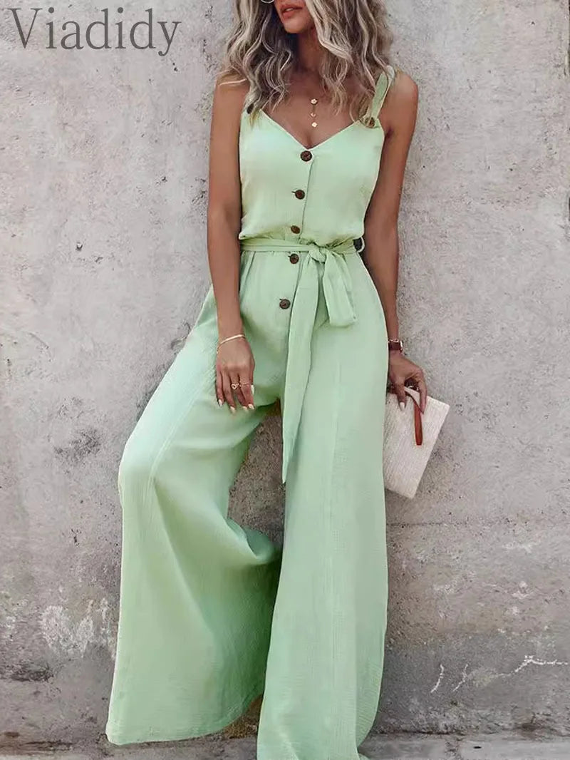 Wide Leg Jumpsuits with Belt